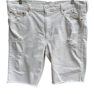 Levis Mens 511 White Stretch Denim Mid Rise Distressed Cut-Off Shorts W38 L